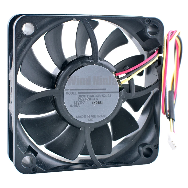 Ventilador de refrigeración de 6 cm y 60 mm U60R12MGCB-52J24 Y 0242054 C DC12V 0.16A 3 pines para CPU del chasis del proyector - Tamaño 60x60x15 mm - imagen 2