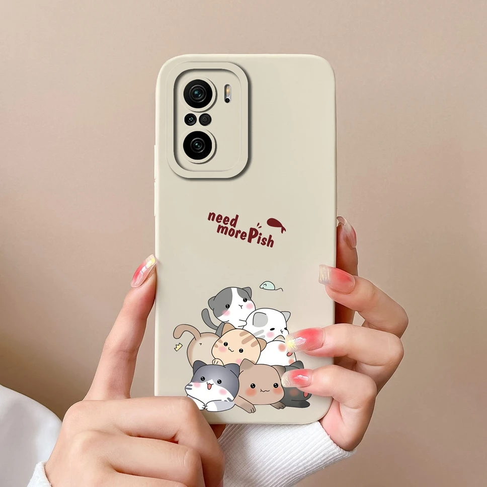 Funda de teléfono para Xiaomi Poco F3 F3GT F4, silicona líquida suave pintada, anticaída, alta calidad, a prueba de golpes, Funda protectora trasera - imagen 3