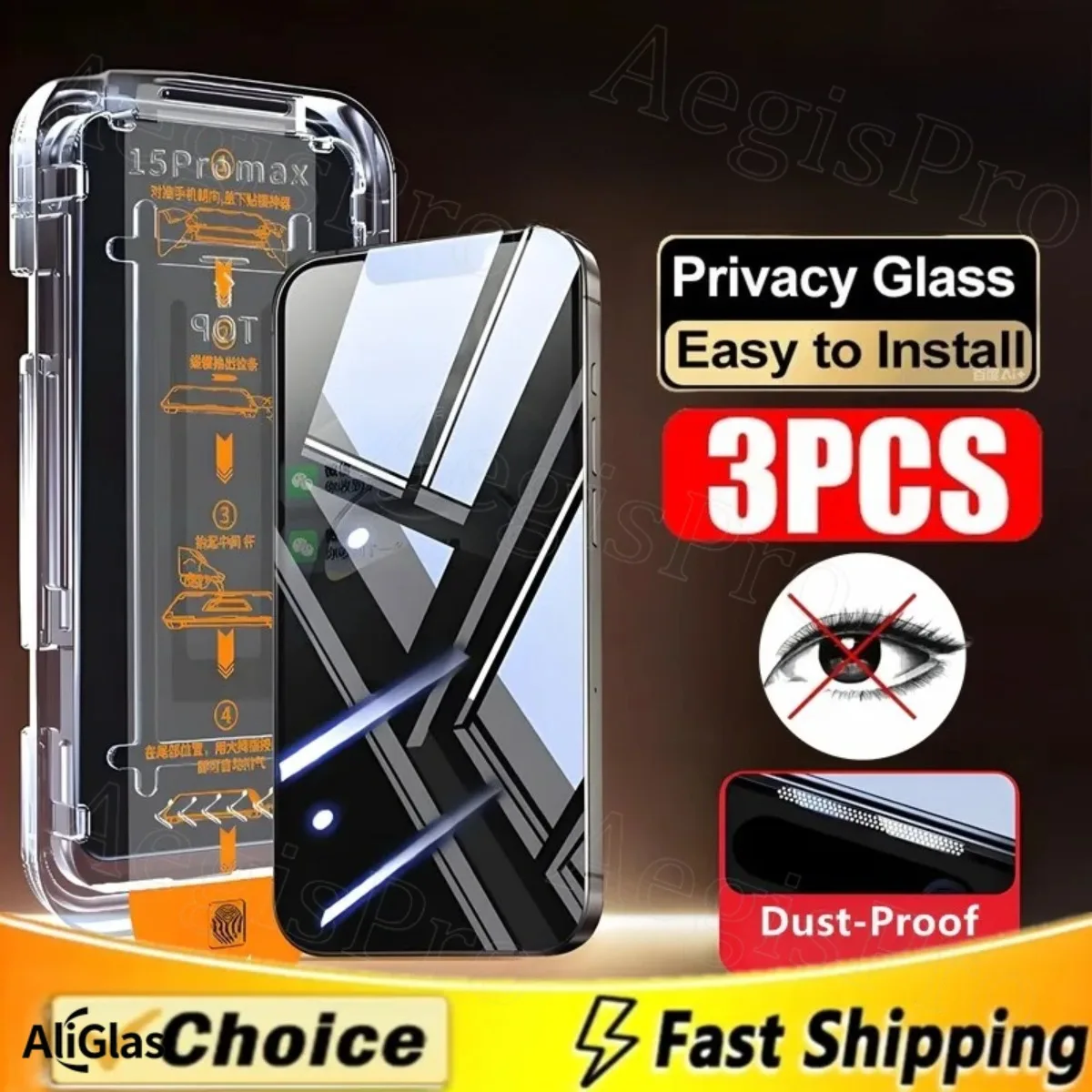 Protector de pantalla de privacidad para IPhone 16 14 11 12 13 15 ProMax 7 8 Plus Mini X XS XR 17, vidrio antiespía, instalación sin polvo, 3 uds.