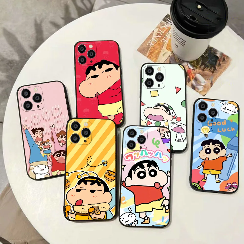 BY-25 Crayon S-Shin-chan Funda blanda para iPhone X XS 11 12 13 14 Mini Pro Max Plus - imagen 2