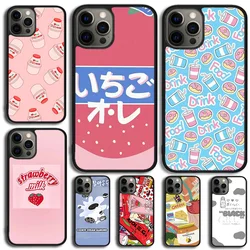 Funda de teléfono Kawaii japonesa con botella de bebida de leche y fresa para iPhone 17 Air 15 Pro MAX 16 Plus 14 11 12 13
