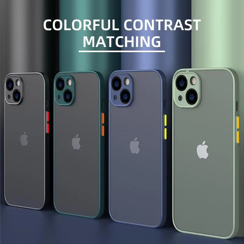 Coque rigide mat antichoc en Silicone, étui arrière transparent pour iPhone 15 14 13 12 11 Pro XR X XS Max 7 8 Plus SE 13 Mini