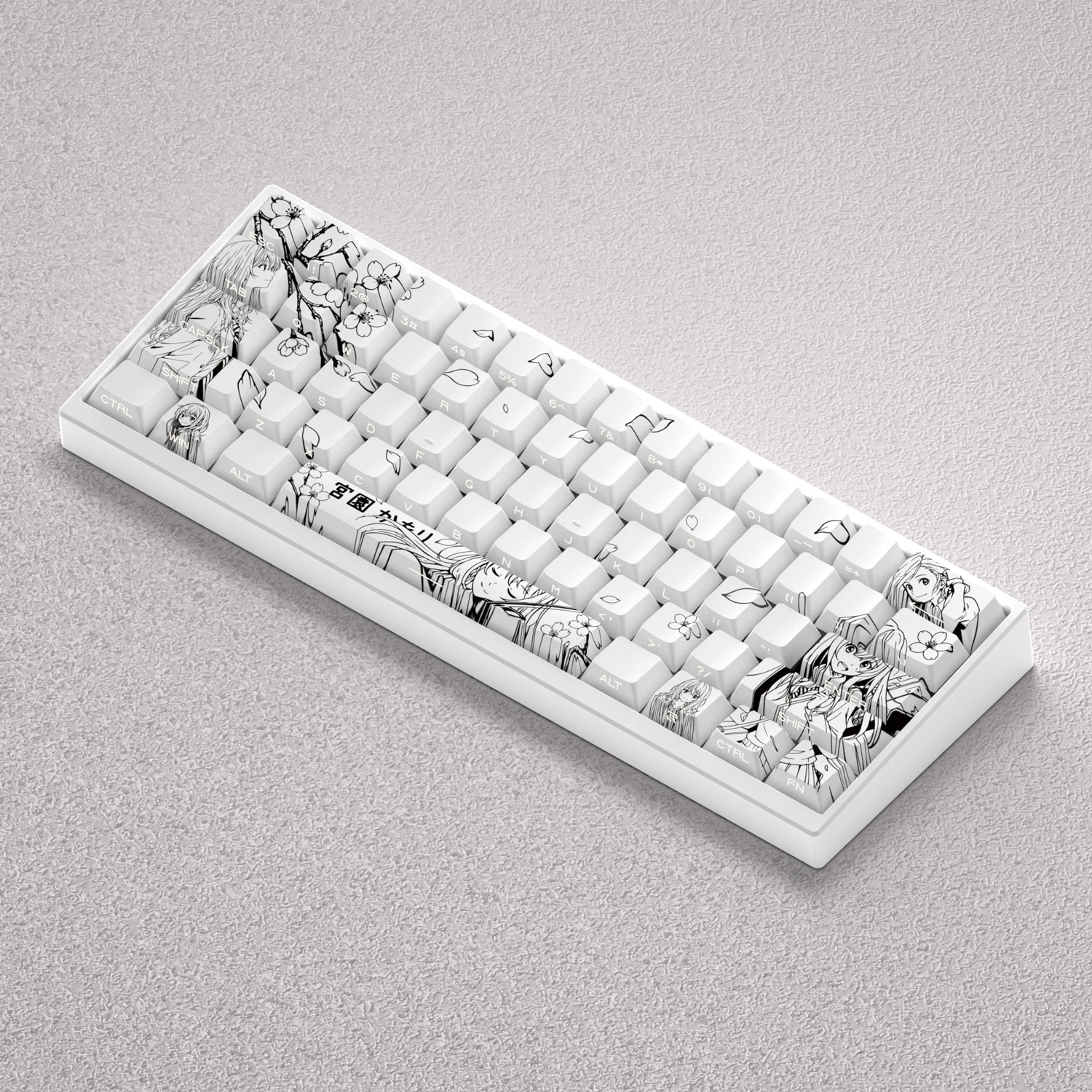 Teclas Miyazono Kaori de 73/98 teclas, teclas de Anime para teclado mecánico, sublimación de tinte PBT, cinta blanca cereza, Mad 60he 68he, juego de PC - imagen 5