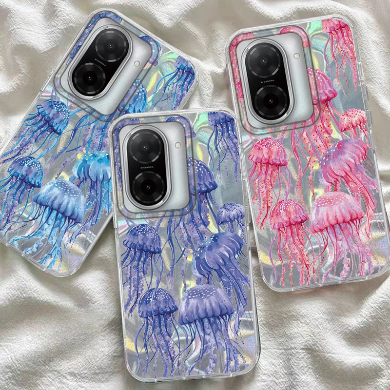 Para Xiaomi 14T Pro 13T 11 Lite 5G funda de teléfono patrón de medusa rosa para Xiaomi 14T bolsas protectoras de silicona de lujo a prueba de golpes - imagen 2