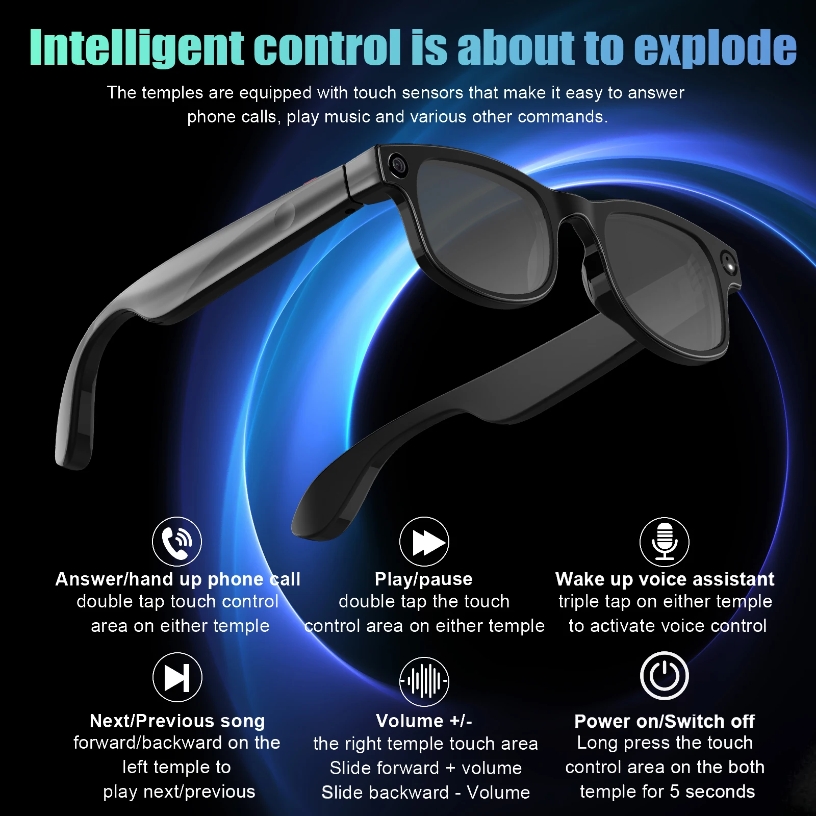 800W HD AI gafas inteligentes cámara grabación de vídeo AI traducir gafas inalámbricas Bluetooth llamada gafas lentes que cambian de Color - imagen 4