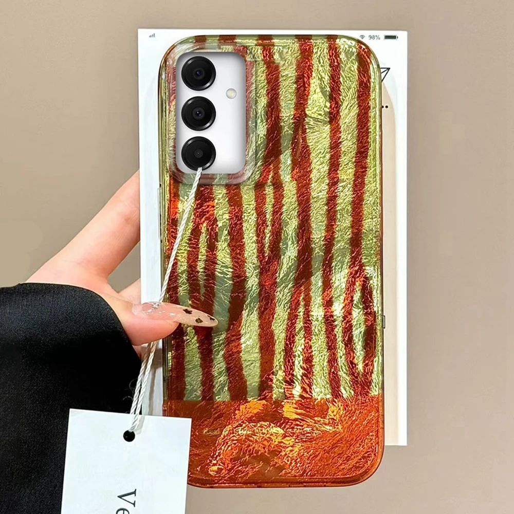  ﻿ Funda de teléfono Retro con rayas marrones para Samsung Galaxy A16 A55 A07 A17 A56 A36 A26 A53 A06 A14 A24 A34 A54 A15 A12 A22 - imagen 2