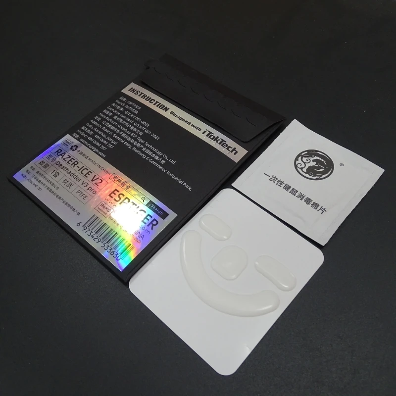 Esports-patines de ratón Tiger para Gaming, patines para razer DeathAdder V3 Pro, versión ICE, color blanco, borde deslizante, 1 paquete - imagen 5