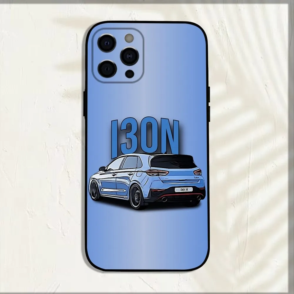 Funda de teléfono I-I30N de coche deportivo azul y rojo para iPhone 16,15,14,13,12,11,Pro,X,XS,Max,XR,Plus,Mini cubierta negra suave - imagen 5