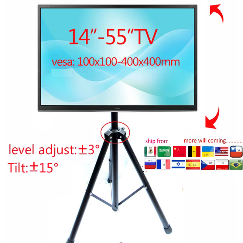 Soporte Pie TV Monitor Trípode Altura Ajustable VESA