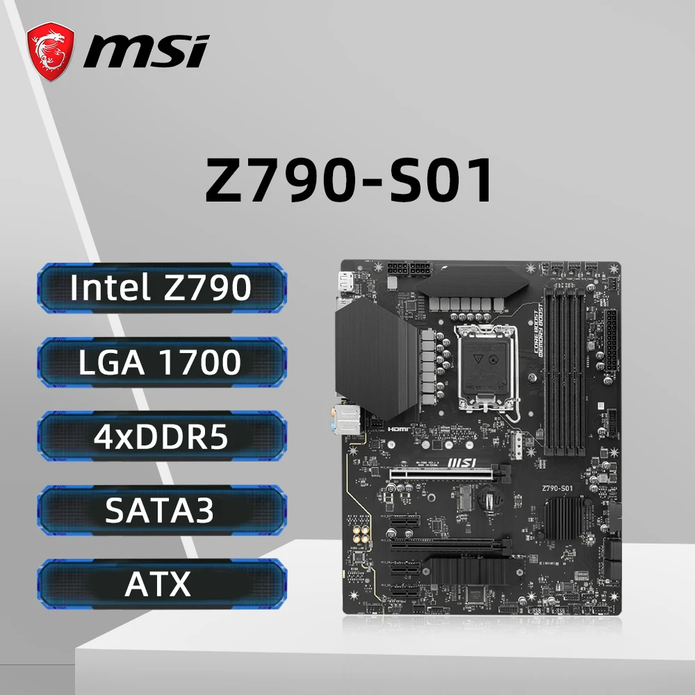 Placa base MSI Z790-S01 LGA1700 compatible con i9-14900K i7-13700K i5-12400F CPU DDR5 7000MHz HDMI M.2 LGA1700 placa base ATX