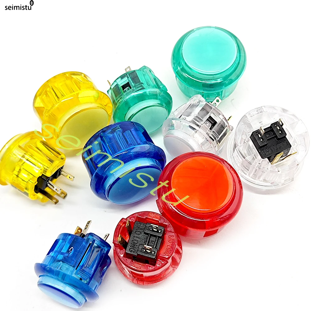 10 Uds. Botones de empuje de luz Arcade iluminados LED de 5V 30mm botones de juego de Joystick operado por monedas de plástico transparente para máquina Arcade DIY - imagen 5
