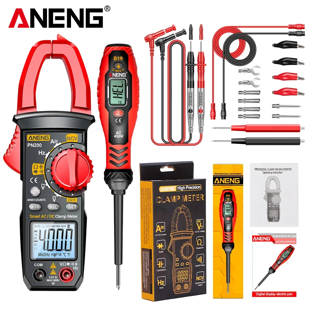 Multímetro Digital, medidor de abrazadera ANENG PN200 + B19, bolígrafo probador de voltaje, prueba sin contacto, herramientas de búsqueda de punto de interrupción de diagnóstico de 30-1000V - imagen 2