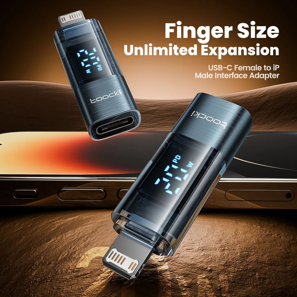 Toocki USB C OTG a adaptador de iluminación para iPad Air pantalla Digital 27W convertidor OTG de carga rápida para interfaz IP iPhone 14 13 - imagen 2