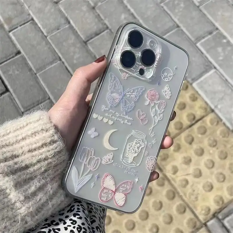 Funda de teléfono transparente con flores de mariposa para Samsung Galaxy A55 A54 A34 A35 A15 A14 5G S24 S23 Ultra Plus S20 S21 FE A32 4G - imagen 3