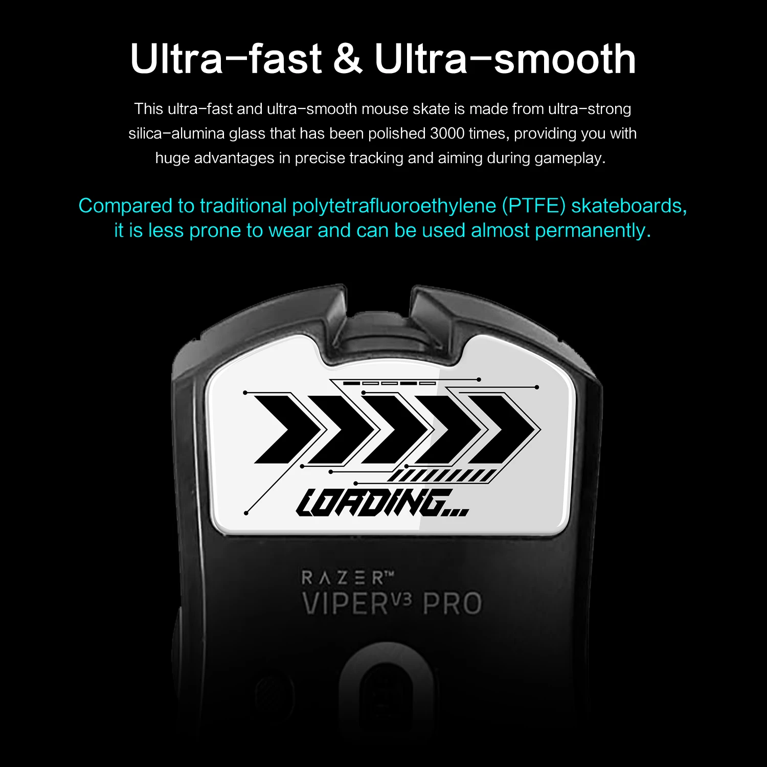 Pies de ratón de superficie pulida superrápida, vidrio impecable ultrafuerte, suela duradera, patines de ratón para Razer Viper V3 PRO - imagen 5