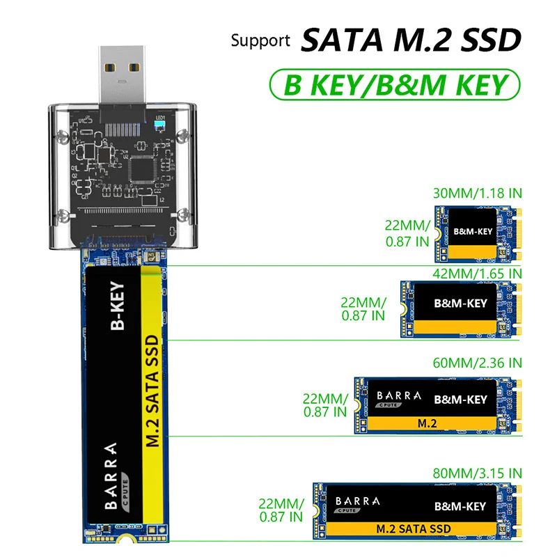 Caja externa USB3.1 SSD Gen2 10Gbps Plug Play NGFF M.2 PCIE M KEY B & M KEY caja de extensión de disco duro móvil caja de conversión - imagen 2