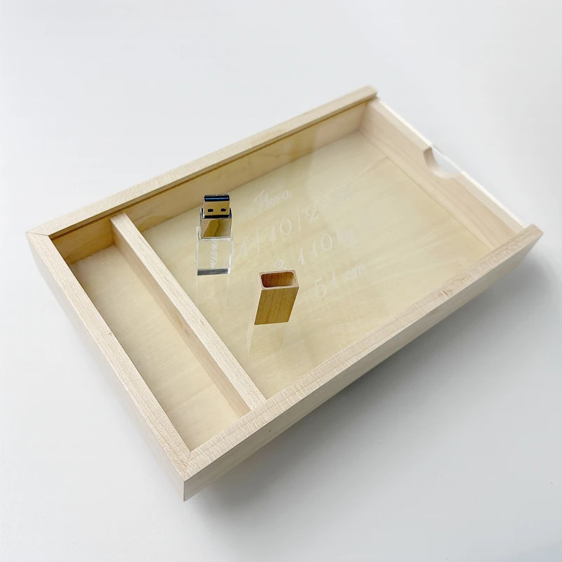 Caja de álbum de arce acrílico con logotipo grabado láser personalizado gratis (25*15,5 cm) + unidad Flash de alta velocidad USB3.0 de cristal 16GB 32GB 64GB 128GB - imagen 5