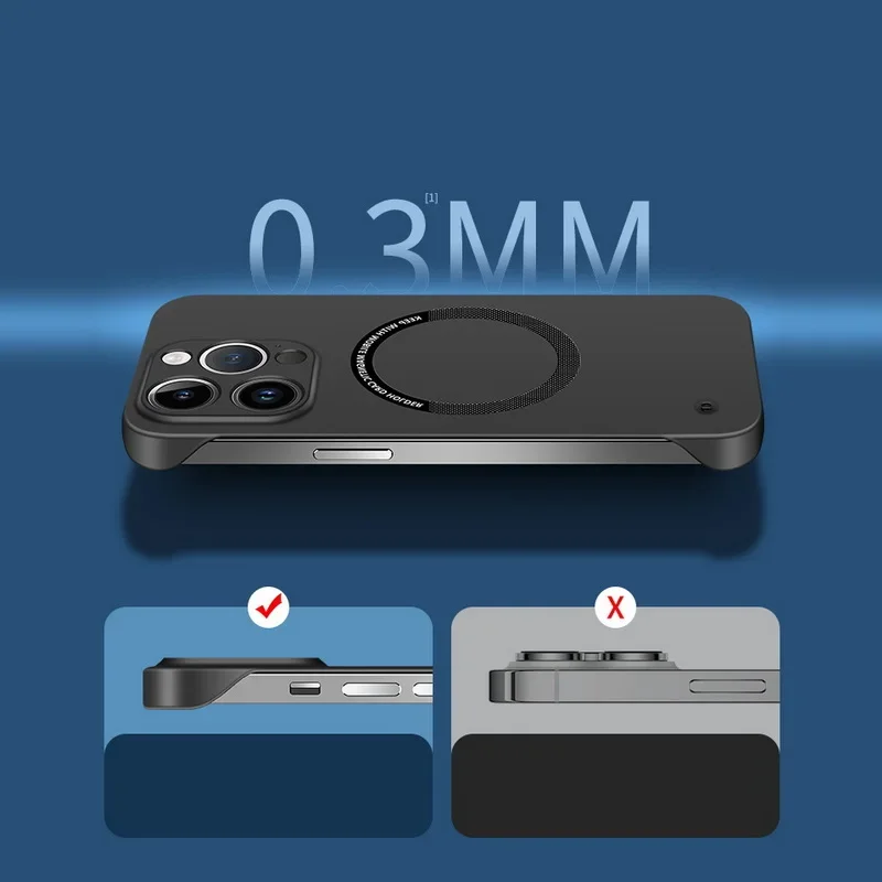 Funda de teléfono magnética sin marco de PC dura para iPhone 14 Pro Max 13 12 11 Pro Mini 15 14 Plus Magsafe cubierta delgada mate - imagen 5