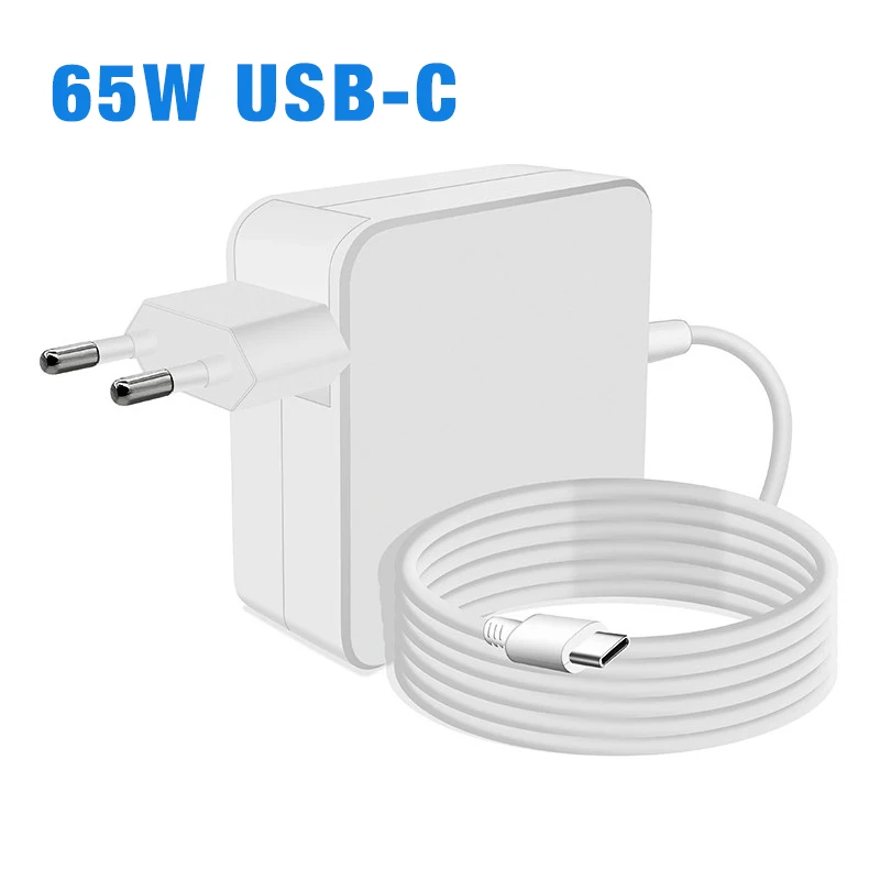 Adaptador de corriente USB C de 65W para ordenador portátil, cargador rápido de pared PD tipo C para MacBook Air iPad Pro Dell Lenovo Huawei HP Asus Notebook