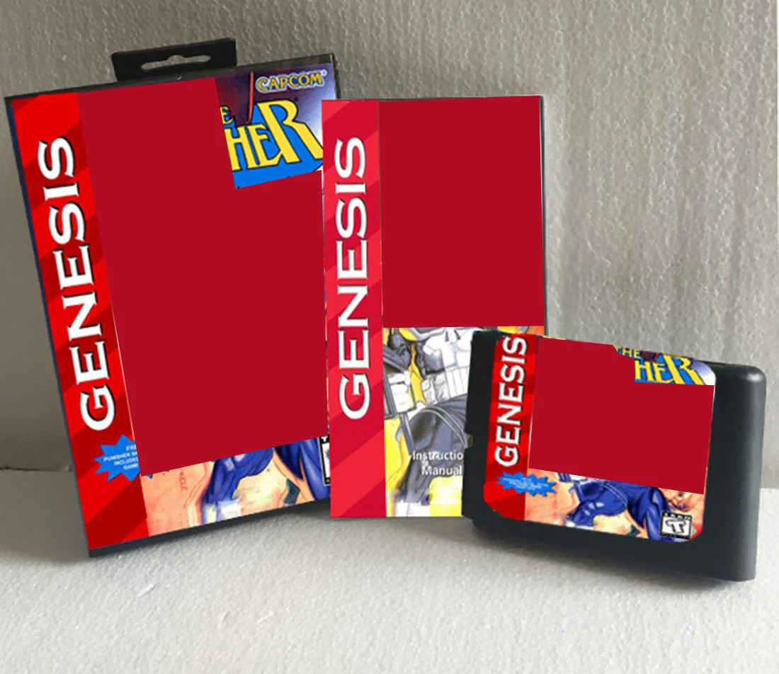 Gran oferta, perforado con caja y cartucho Manual para tarjeta de juego Sega MD de 16 bits, sistema Megadrive Genesis