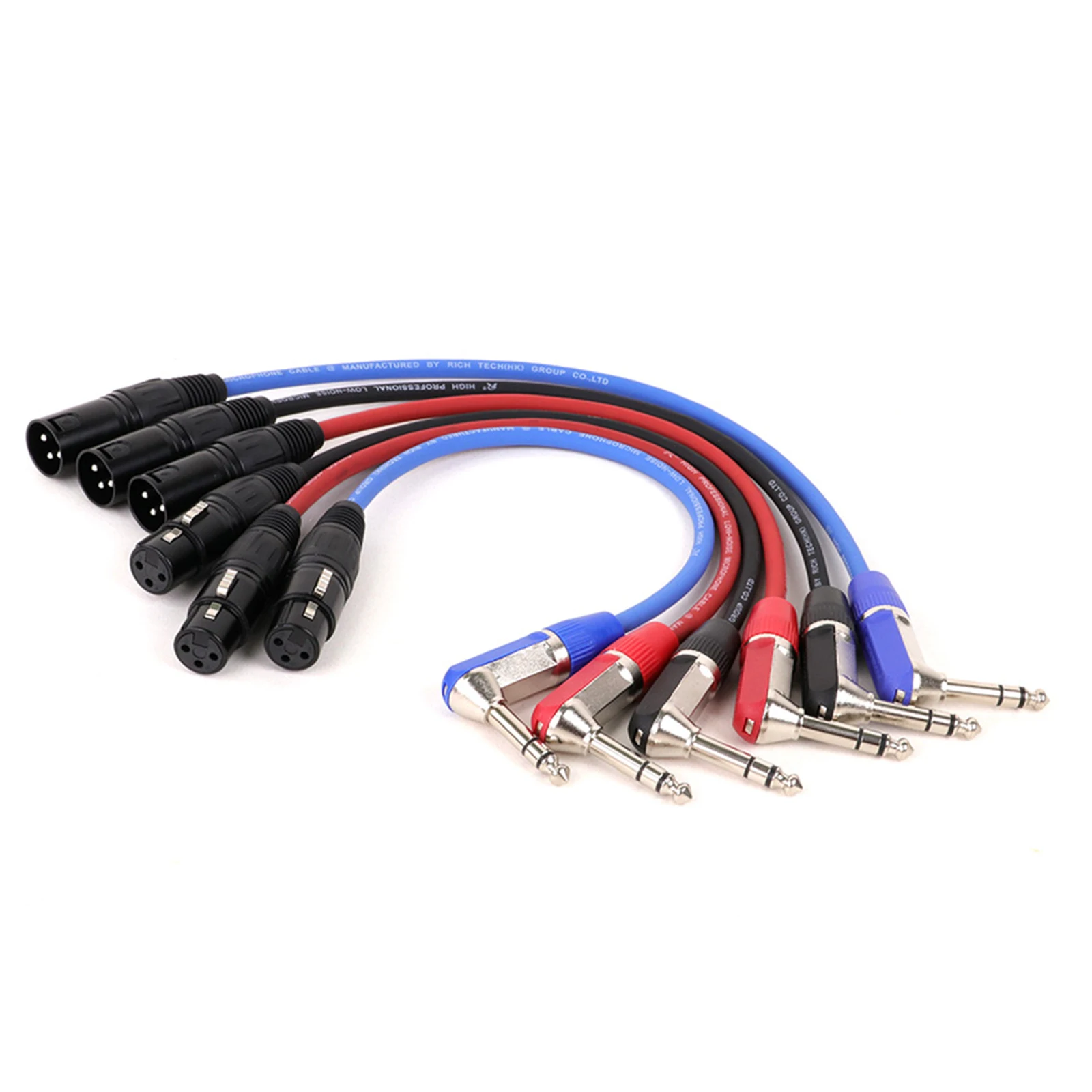 1PC XLR to 1/4 Inch TRS Jack Microphone Audio Cable Balanced 3Pin XLR Female/Male to Right Angle 6.35MM Stereo Jack Mic Cord - imagen 5