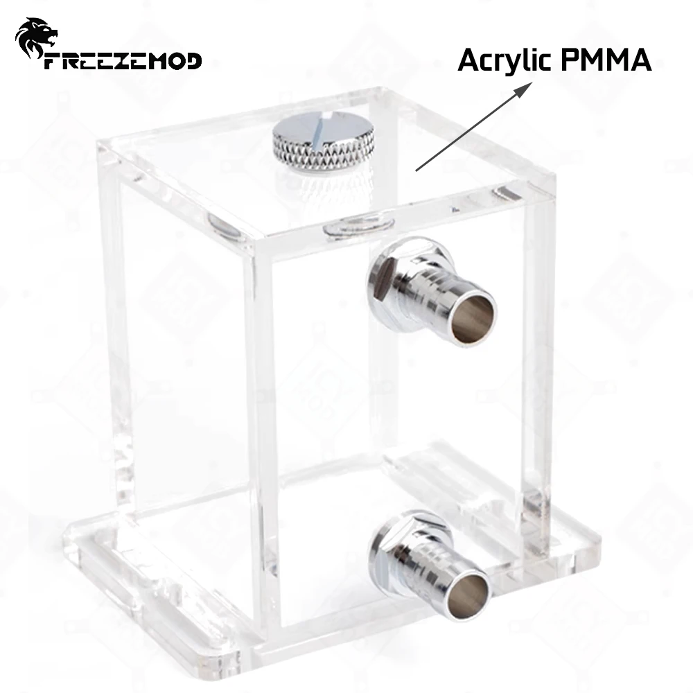 FREEZEMOD PMMA Mini tanque de agua cuadrado 5mm de espesor depósito totalmente transparente cuboide acrílico 200ML enfriador de agua PC MOM GQSX-T2T3 - imagen 2