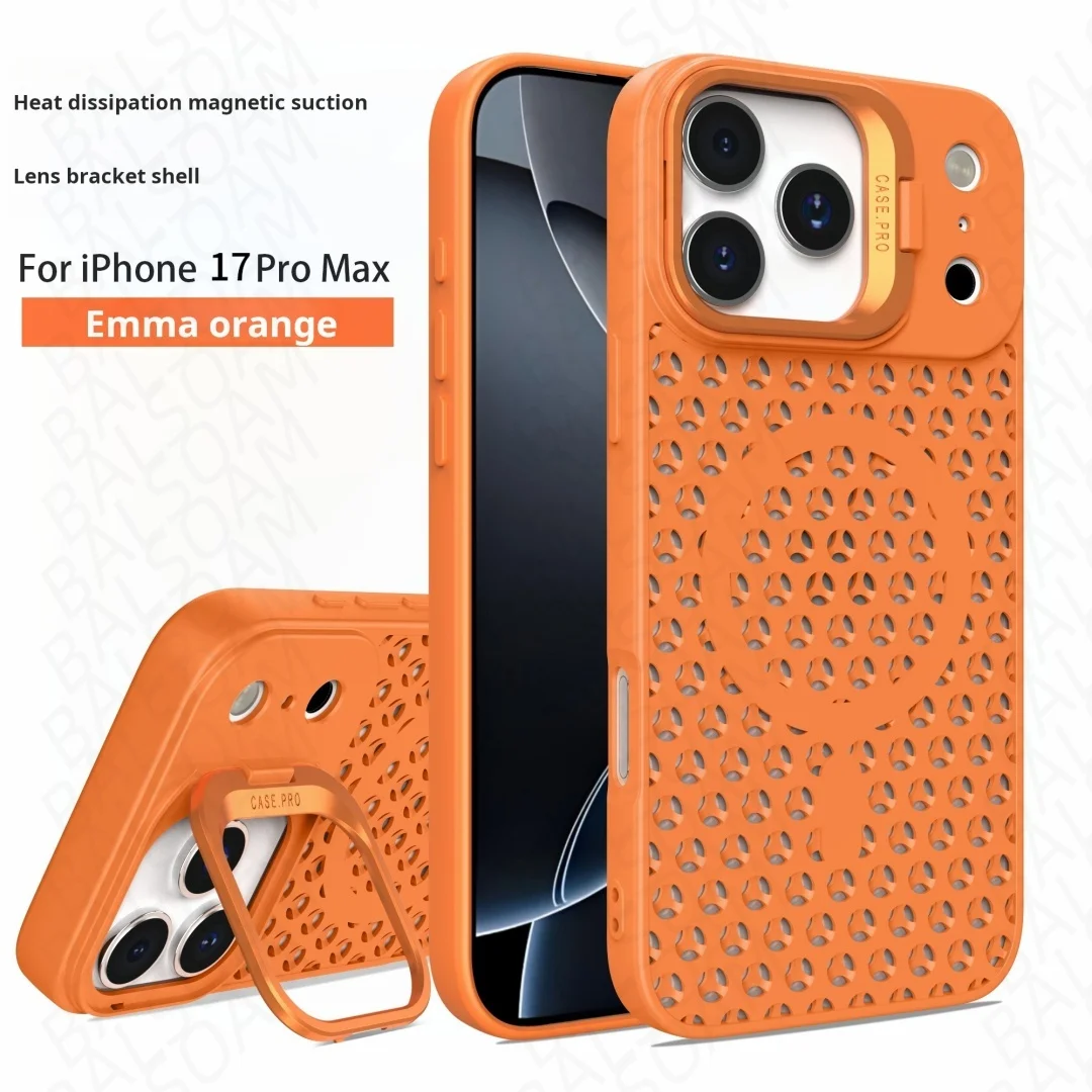 For Magsafe Magnetic Wireless Charge Heat Dissipation Case For iPhone 17 Air 16 E 15 14 Plus 13 12 11 Pro Max Lens Bracket Cover
