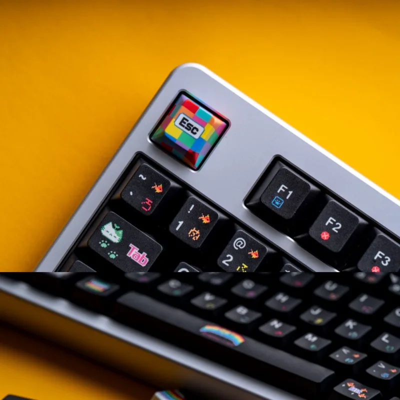 Juego de teclas con tema Rainbow Meow, tapa de teclado personalizada con sublimación de PC PBT, perfil de cereza, accesorios para teclado mecánico - imagen 4