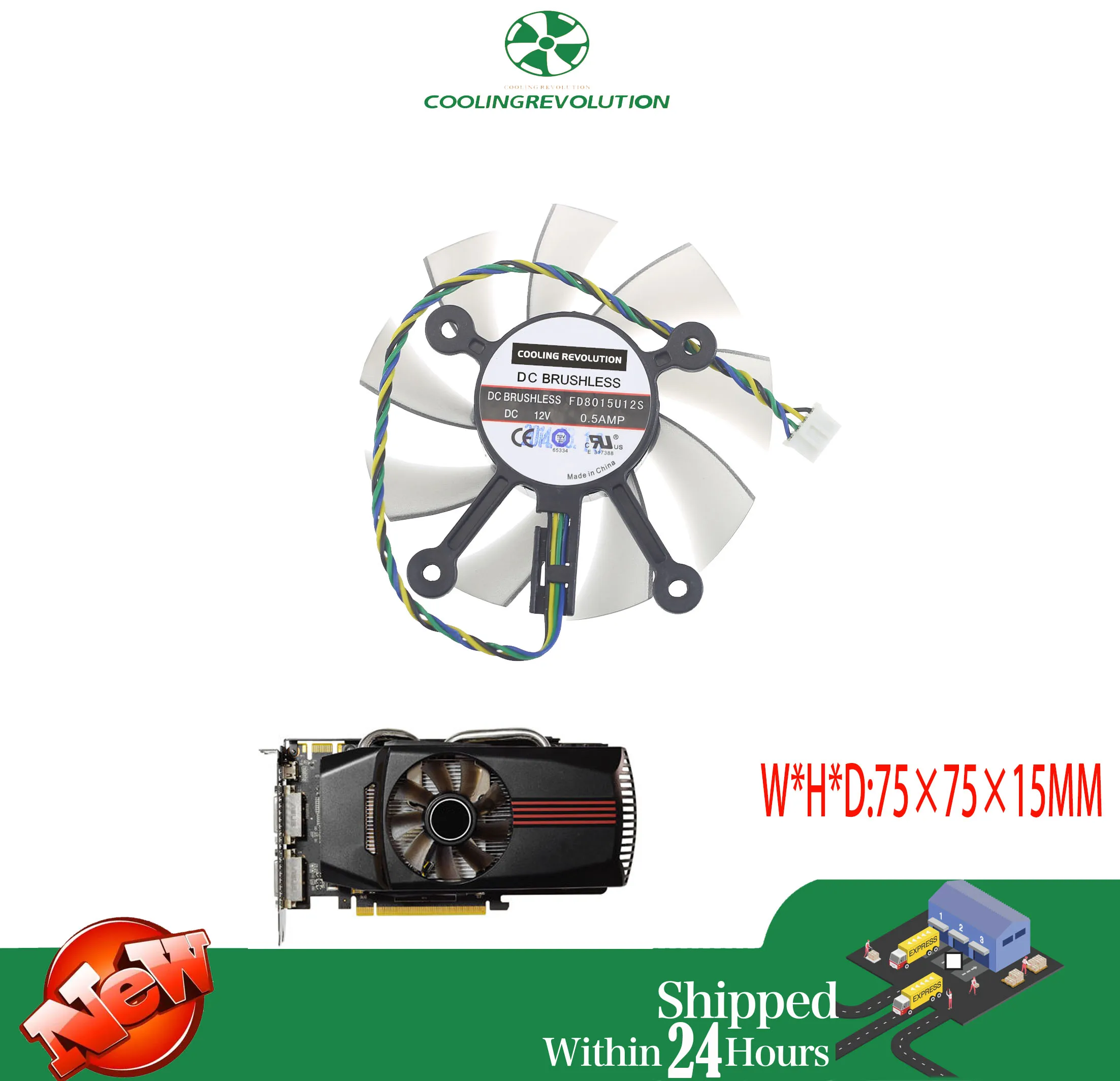 Ventilador enfriador de 75MM FD8015U12S DC12V 0.5AMP 4PIN para ASUS GTX 560 GTX550Ti HD7850, ventiladores de refrigeración para tarjetas de vídeo gráficas - imagen 3