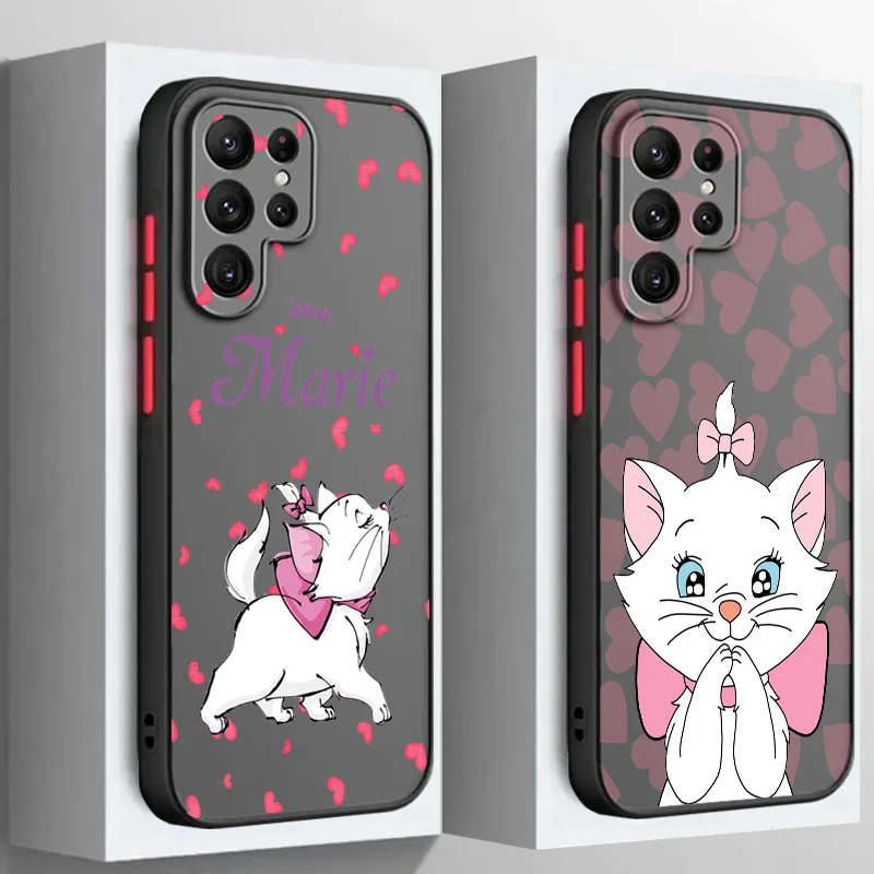 Dibujos animados de Los Aristogatos Marie Cat, translúcido esmerilado para Samsung Galaxy S24, S23, S22, S21, S20 FE, S10, S9, S8 Plus, Ultra Pro, 5G, TPU