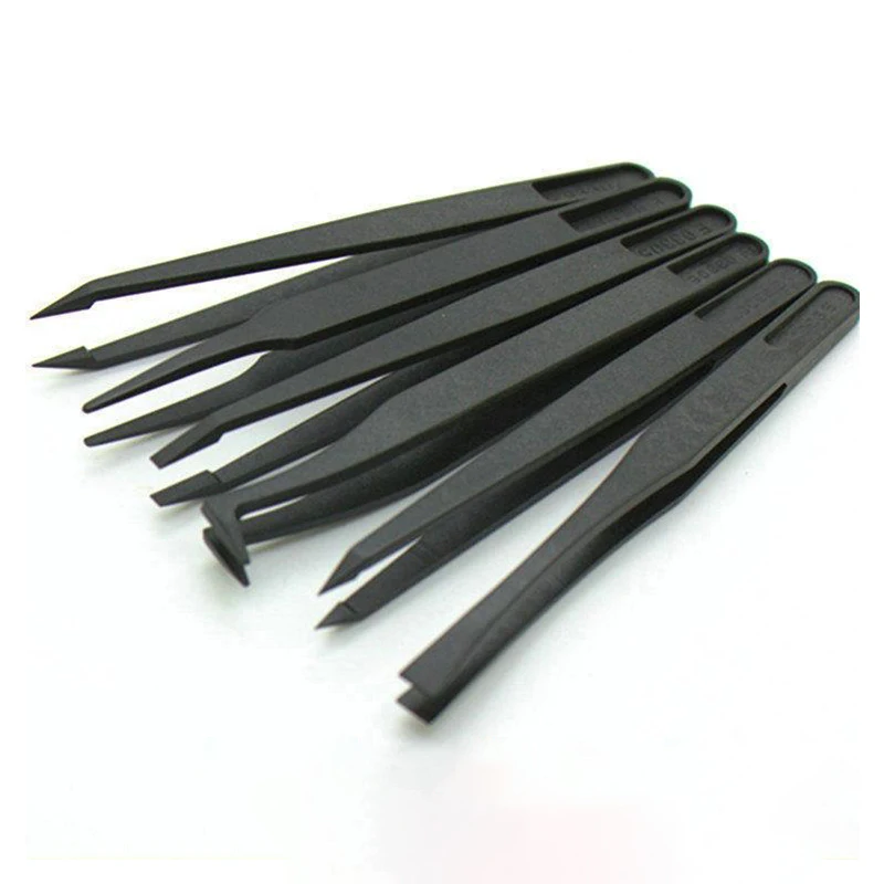 Kit de pinzas electrónicas antiestáticas, pinzas de plástico ESD, juego de herramientas manuales de reparación de PCB, 6 uds.