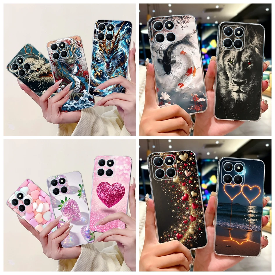 Para Honor X6a funda WDY-LX1 WDY-LX2 funda bonita dragón amor corazón funda trasera de silicona suave para Honor X6b JDY-LX1 JDY-LX2 Protector