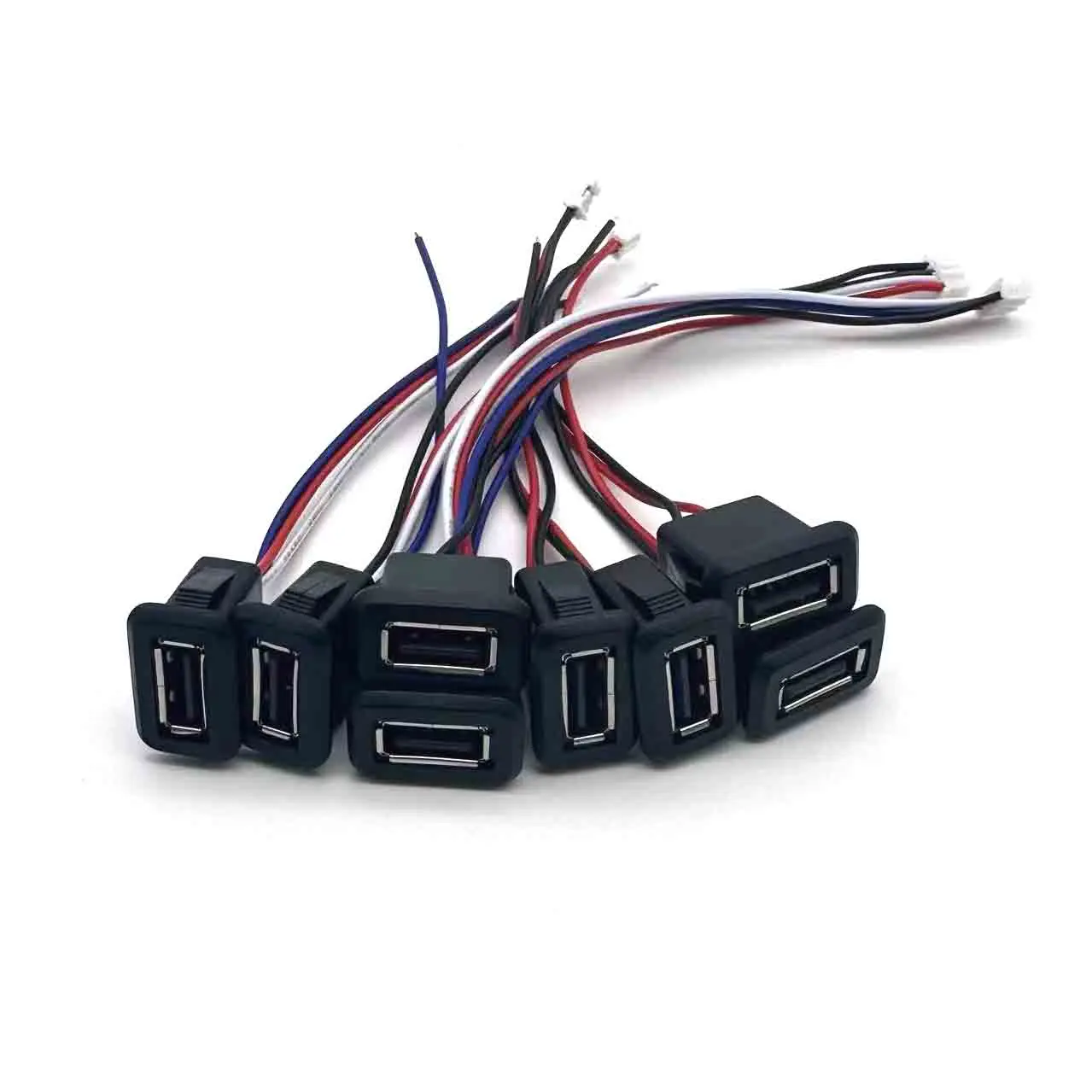 1-5 uds 2 pines 4 pines USB 2,0 hembra conector de puerto de carga USB 2,0 interfaz de datos con Cable enchufe de cargador USB