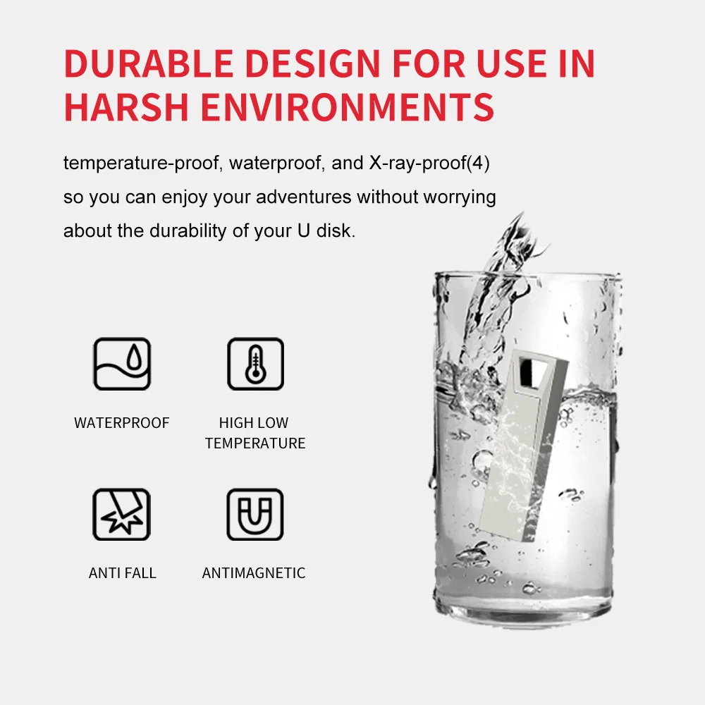 Zsuit nueva unidad Flash USB de Metal 64GB 128GB Pen Drive 4GB 8GB 16GB 32GB memoria Stick impermeable U disco Pendrive disco de almacenamiento USB - imagen 3