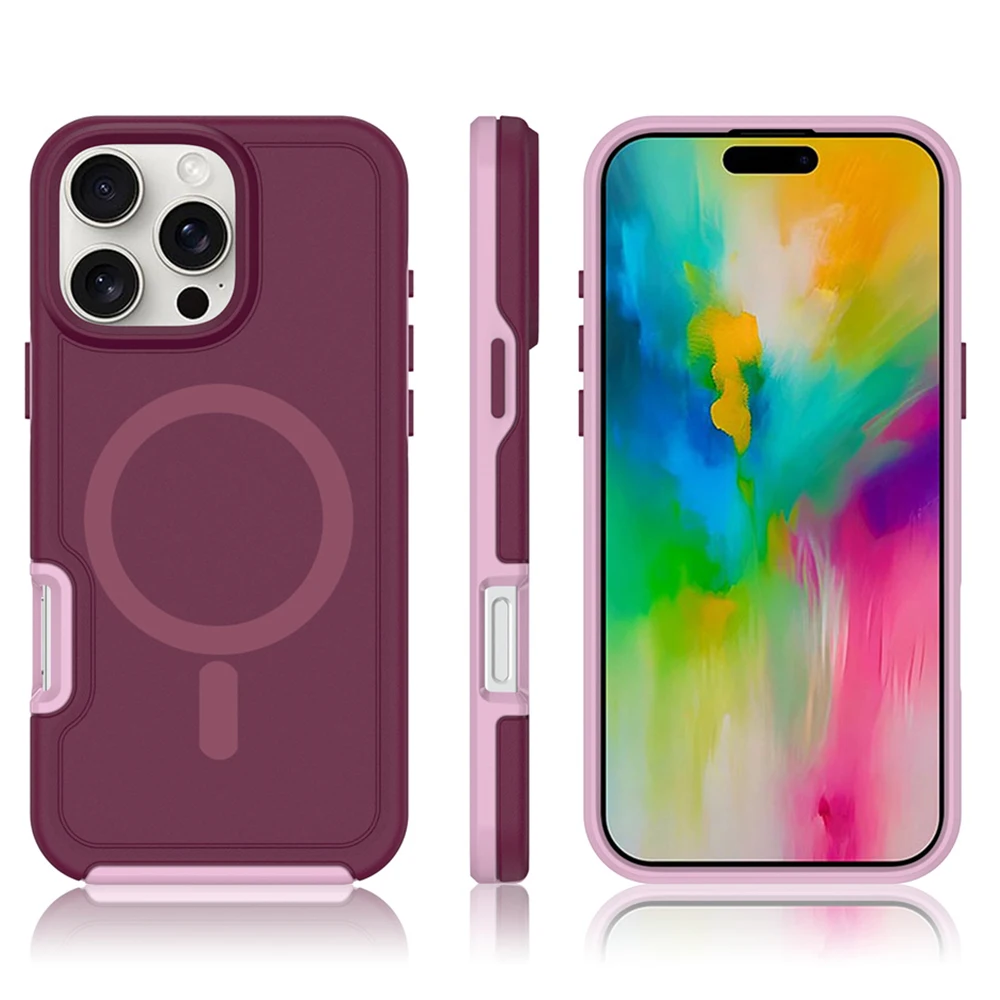 Funda de teléfono magnética con armadura de protección de doble capa para iPhone 16 15 11 12 13 14 Pro Max de lujo para Magsafe cubierta mate a prueba de golpes - imagen 3
