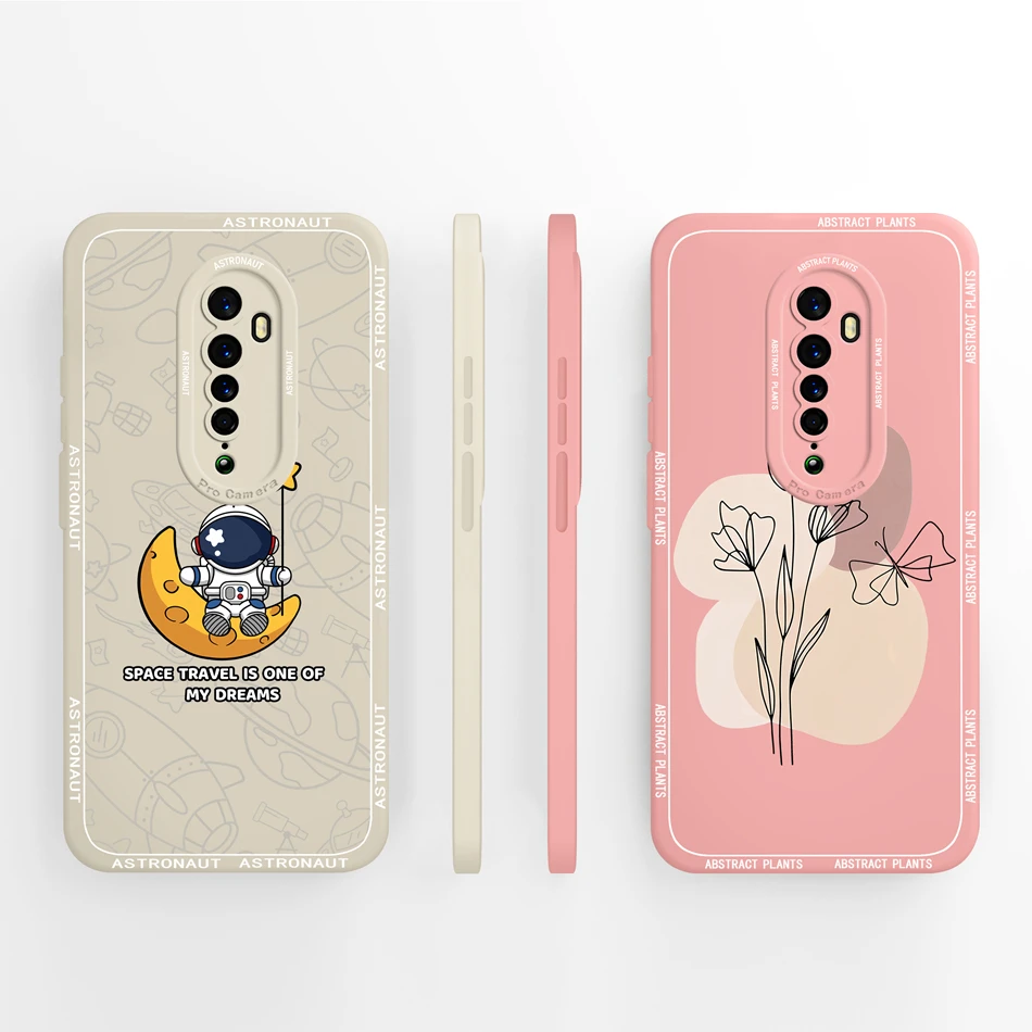 Para Oppo Reno 2 2Z 2F funda bonita de astronauta cubierta de silicona líquida suave anticaída fundas de teléfono para Oppo Reno2 Reno2F Reno2Z Fundas