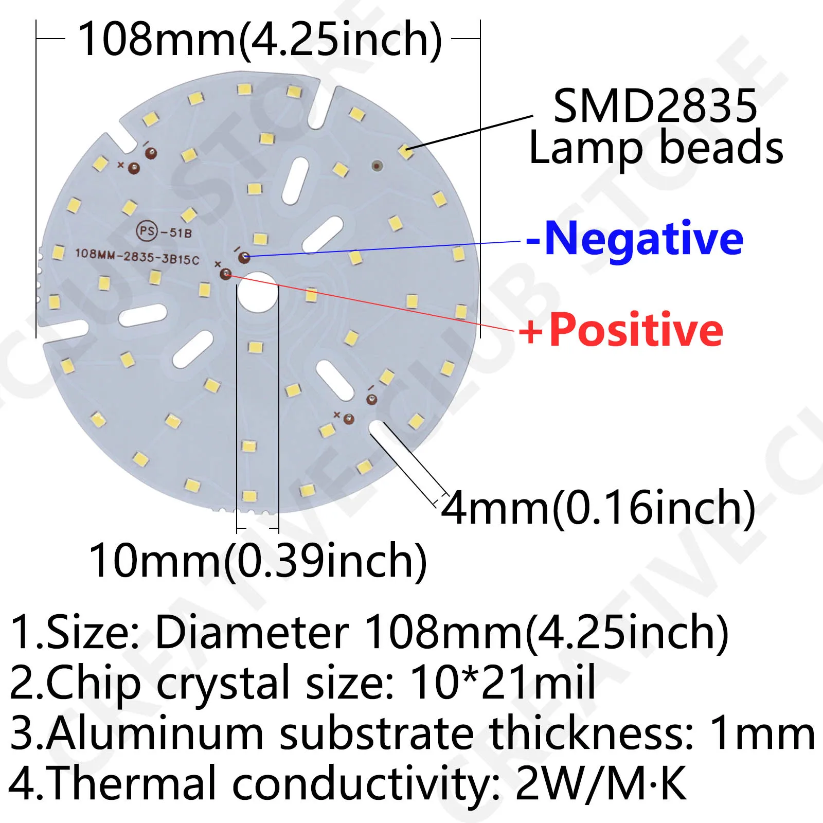 15W DC45-46V 250-300mA LED SMD 2835 65mm 74mm 85mm 96mm 108mm 117mm Panel de lámpara PCB tablero de lámpara adecuado para fuente de luz DIY - imagen 4
