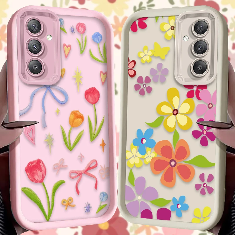 Funda blanda con gráfico de flores de Color para Samsung Galaxy A35 A55 A15 A25 A16 A06 A05 A05S A24 A13 A23 A12 A22 A32 A52 A71 A51 4G