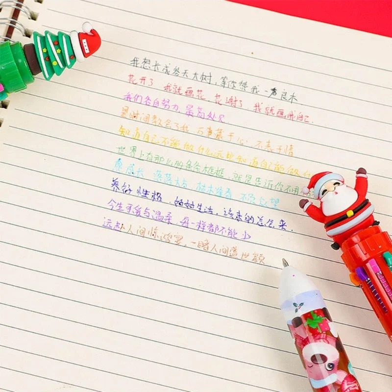 Bolígrafo navideño Bolígrafo multicolor retráctil 10 en 1 para regalo fiesta Navidad recompensa Calss para niños - imagen 5
