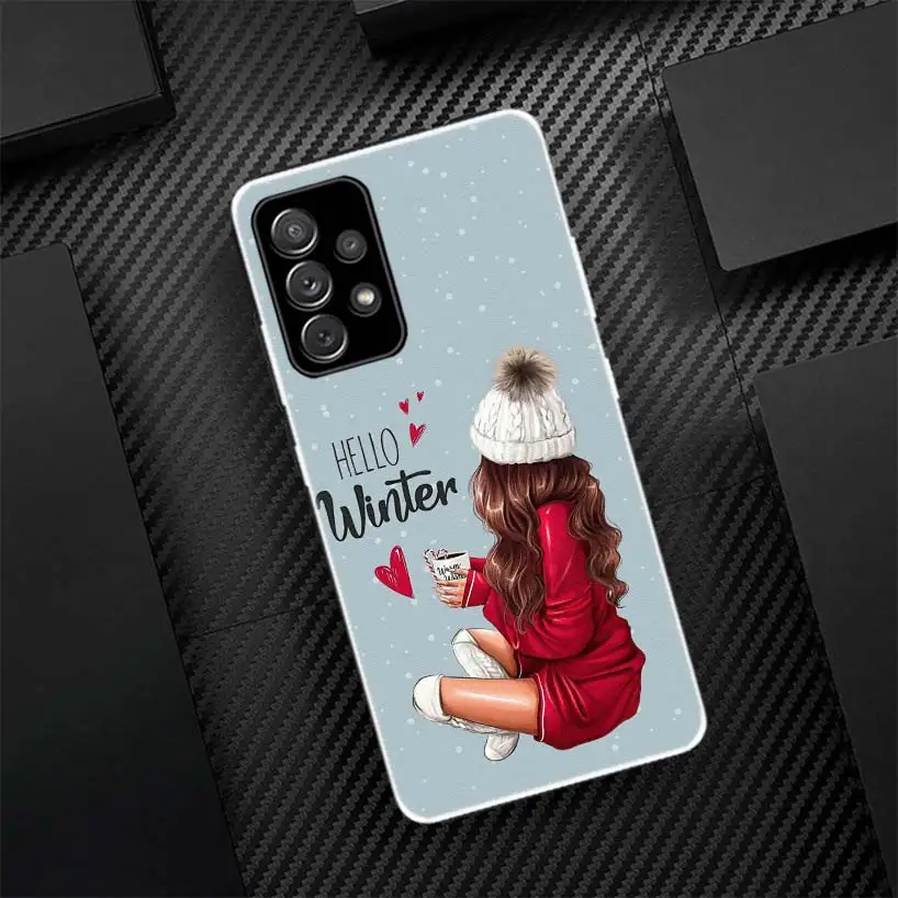 Funda de teléfono con llamada de silicona para niñas, arte navideño, café, para Samsung Galaxy A52 A51 A50S A42 A32 A22 A12 A02S A30S A20S A10S A41 A31 A - imagen 3