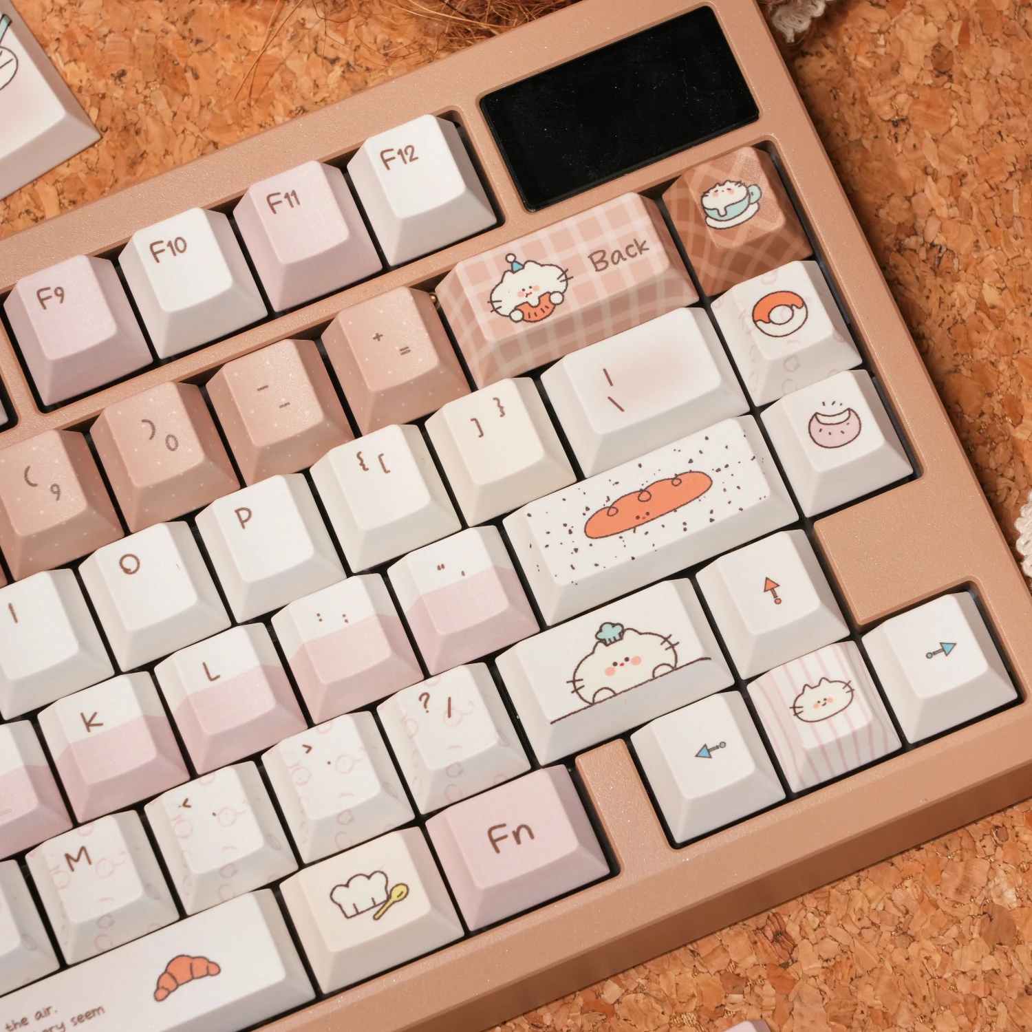 Pan gato Keycap cereza perfil 138 teclas dibujos animados lindo PBT teclas personalizadas para teclado mecánico 2,25/2.75U barra espacial ISO Enter - imagen 5
