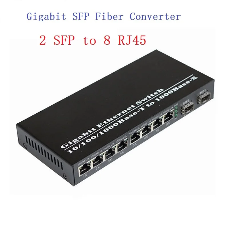 Convertidor de medios Gigabit SFP SFP a 1/2/4/8 RJ45, módulo transceptor Ethernet rápido de 100/1000M, interruptor de canal de fibra de cámara IP - imagen 2
