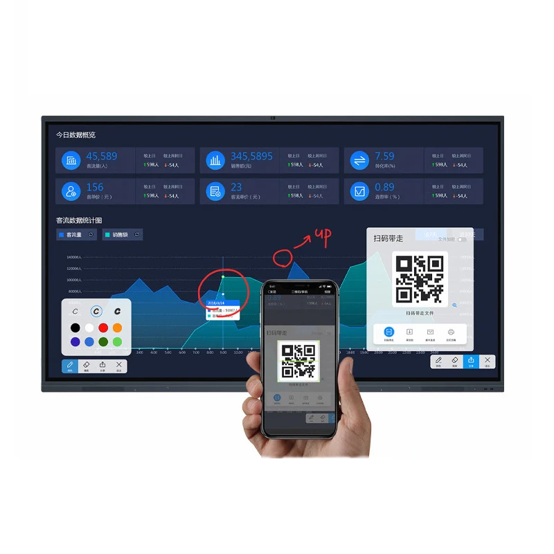 VETO 55 65 75 86 98 pulgadas sistema Dual LCD pantalla plana interactiva pizarra Digital móvil tablero inteligente educación