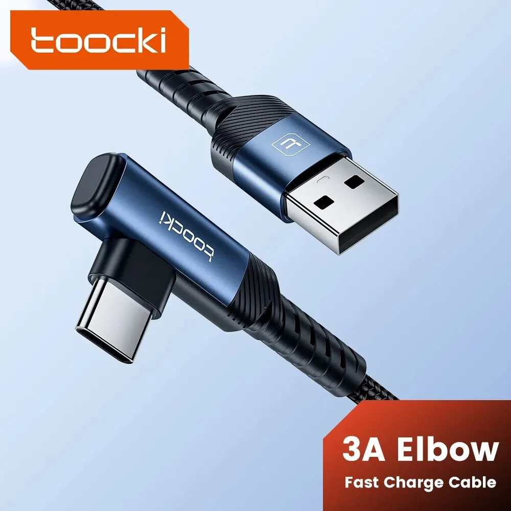 Toocki Cable USB a tipo C Cable de teléfono con codo de 90 grados carga rápida para iPhone 15 Samsung S22 Huawei Xiaomi Honor Cable de carga