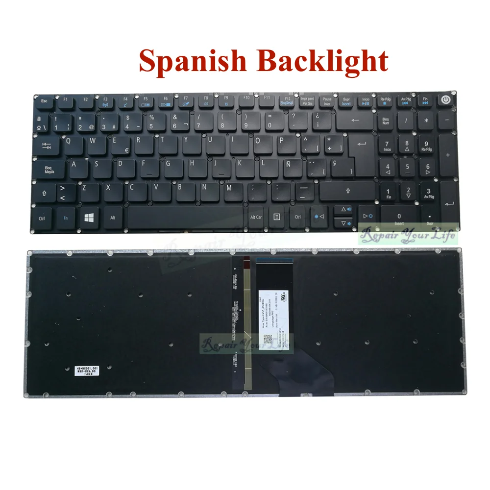 Teclado retroiluminado WB, para Acer Aspire V15, V5, 591G, 54PC, Nitro VN7, 572, 592, VN7-572G, 572TG, VN7, 592G - imagen 3