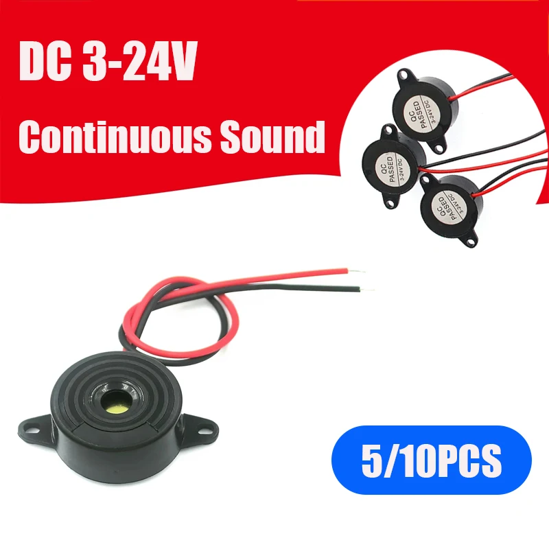 5/10 Uds SFM-20B zumbador activo de alto decibelio DC3-24V sonido continuo 2312 zumbador piezoeléctrico activo para coche Arduino
