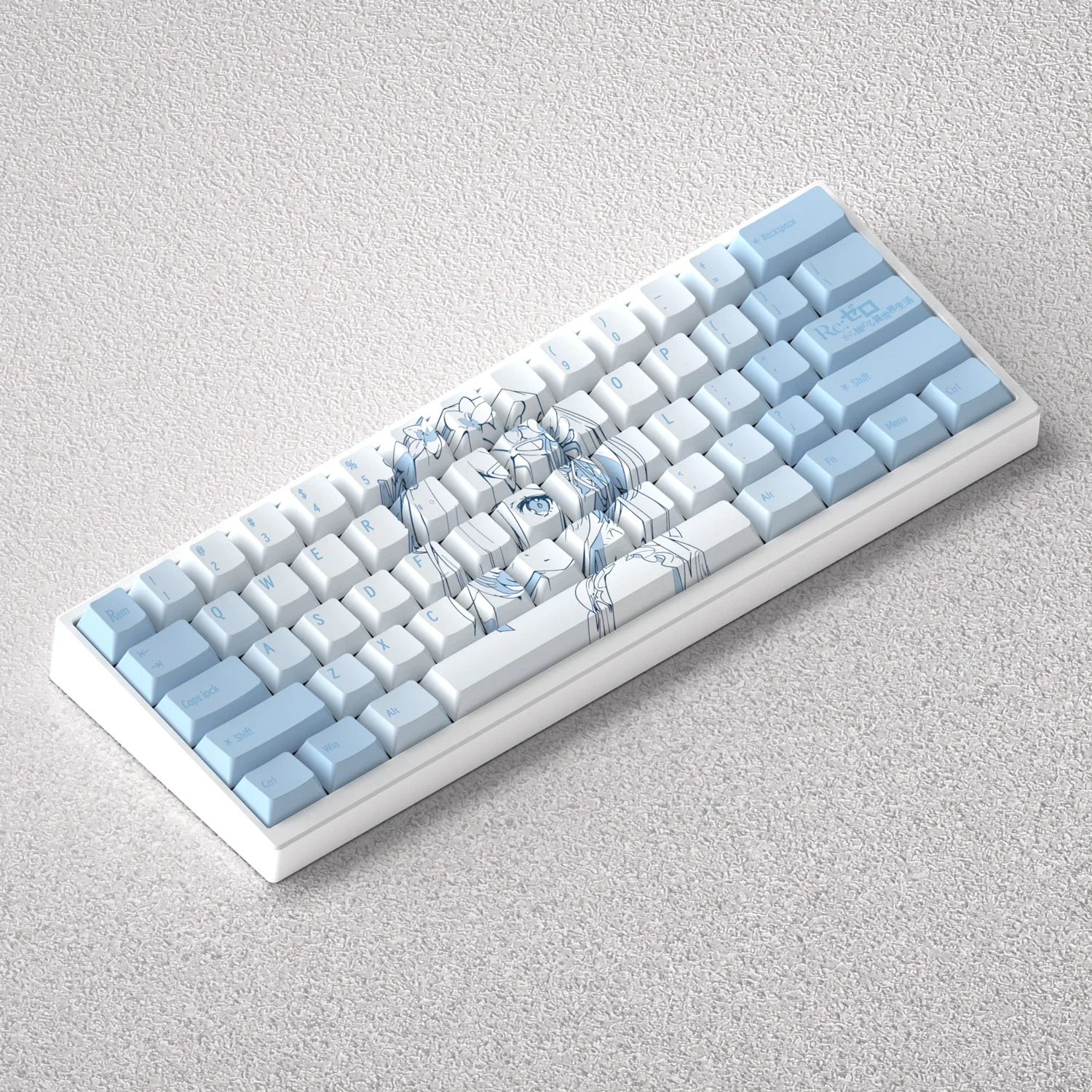 Teclas de 73 teclas Rem Anime PBT sublimación de tinte azul cereza para teclado mecánico 60 65 68 personalizado Anne Pro 2 juego Akko Fun 60pro - imagen 3