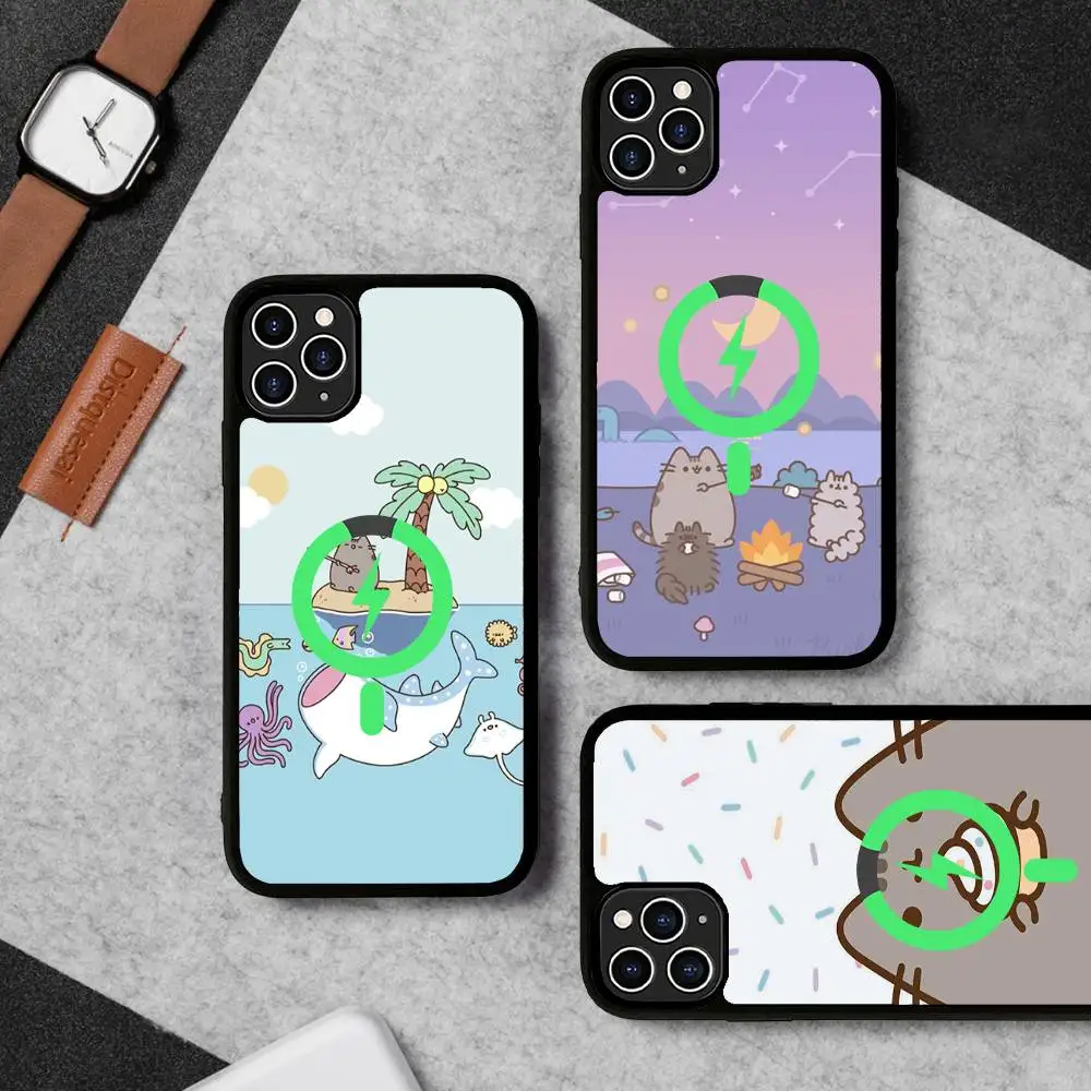 P-PUSHEEN funda de teléfono funda magnética para iPhone 16 14 13 12 11 15 Pro Max Plus para cubierta de carga inalámbrica Magsafe - imagen 5