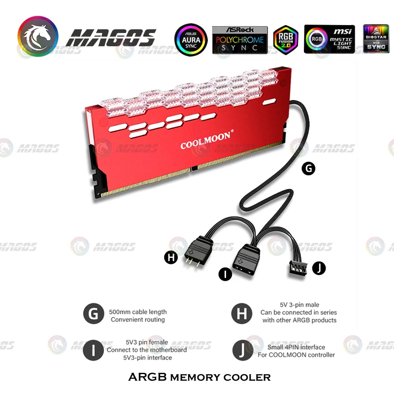 Cool Moon-disipador de calor para ordenador de escritorio, Enfriador de memoria RAM RGB, chaleco de refrigeración, radiador - imagen 5