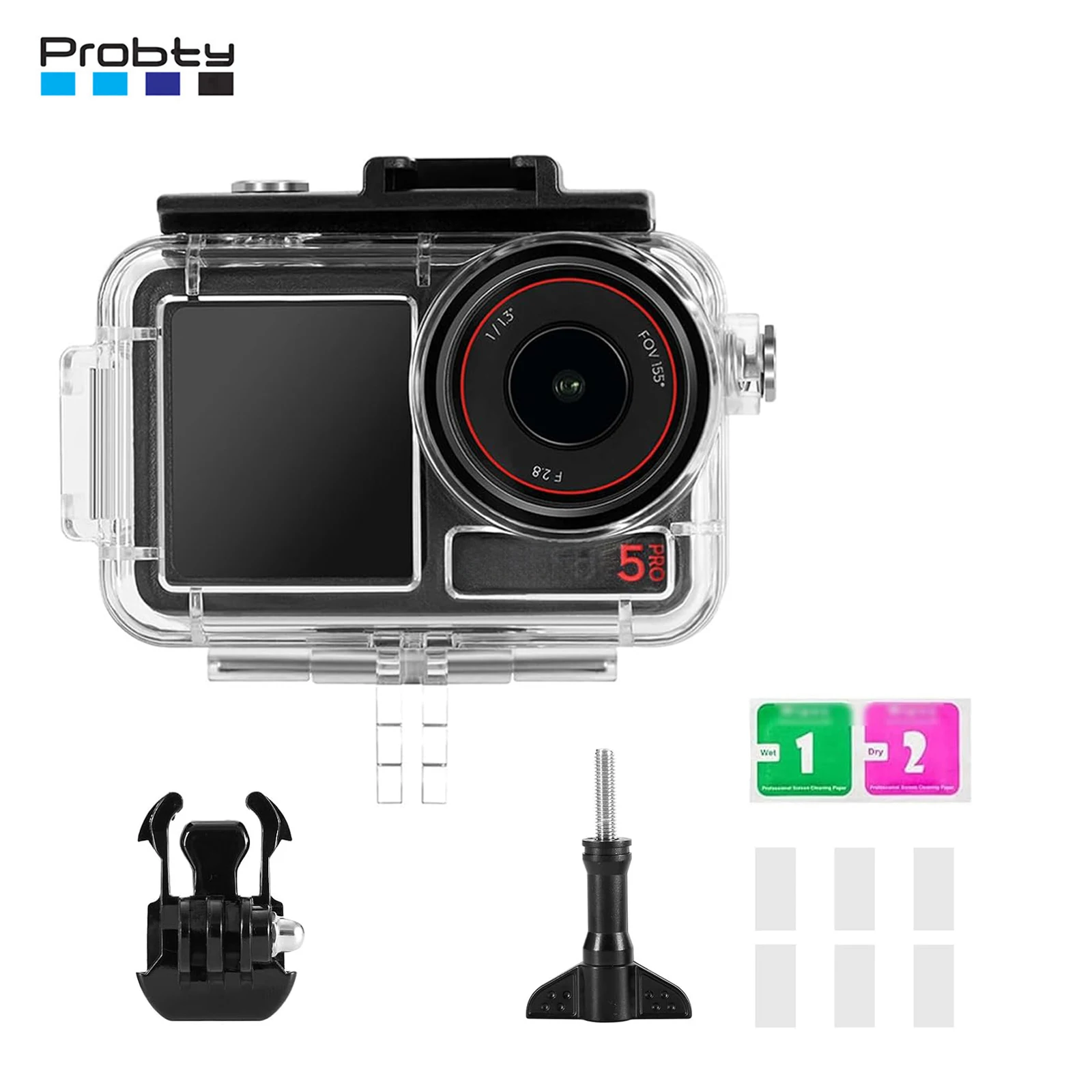 Probty 60M/196FT funda impermeable para DJI Osmo Action 5 Pro/4/3 cubierta de carcasa de buceo subacuático cámara protectora de buceo antiniebla